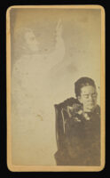 William H. Mumler, 
[Unidentified woman with male "spirit" pointing upwards], 1862-75, albumen print. Digital image courtesy of the Getty's Open Content Program.