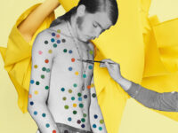 Yayoi Kusama paints body of Kent Feathergill. Image: Grace Wood, from [The Hand of an Armless Statue], 2021